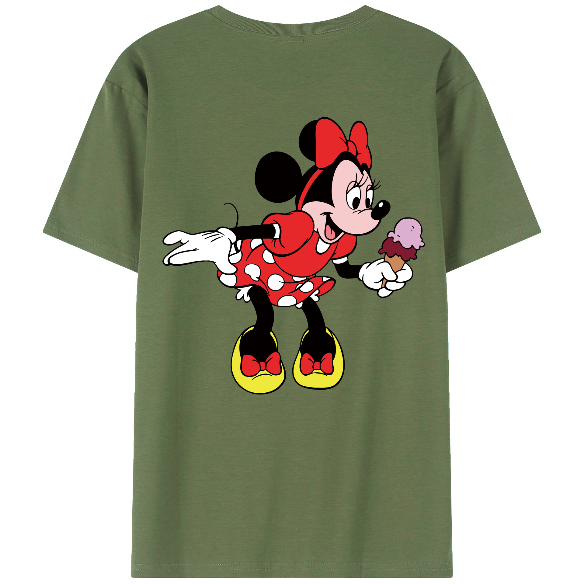 ミッキーマウス Mickey Mouse 綿100％ メンズ半袖Tシャツ（バックプリント） 通気性